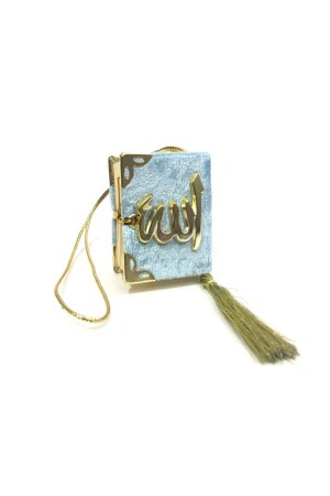 قناة القرآن المغطاة بالصمغ الصغيرة (MNZ-Mini Velvet Covered Quran Baby Blue) - SİNA HEDİYELİK