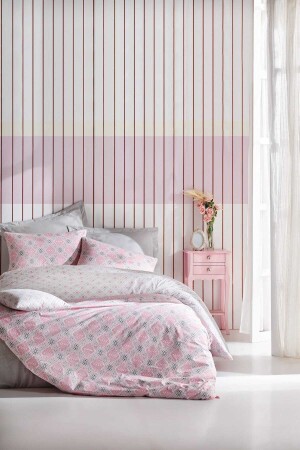 MNZ-Minimal Ranforce Single Duvet Cover Set - CTN-Rf-T. K-N. T-Fine-Pink - Cotton Box