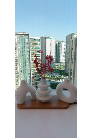 مجموعة من الـ MNZ-Minimum Vase - 3 قطع مجموعة من الـ ديكورات المنزلية - أبيض - ديكورات المنزلية - İnesit Design