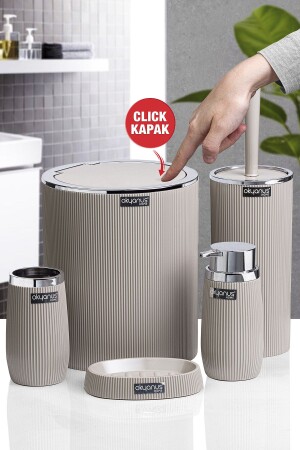 MNZ-Mink Chrome Stripped Round 5-piece حمام المجموعة OKY-478-1 - Okyanus Home