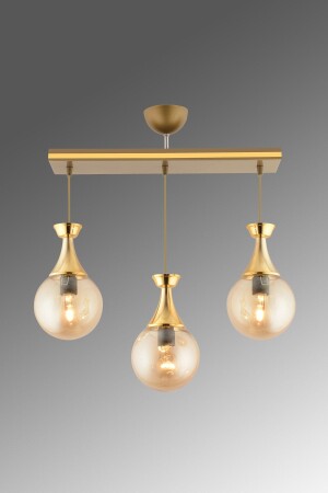 MNZ-Minnel 3 Piece زجاجي قديم الذهب زجاجي الكرة الأرضية الشمعة 3057 - KUZEY AYDINLATMA