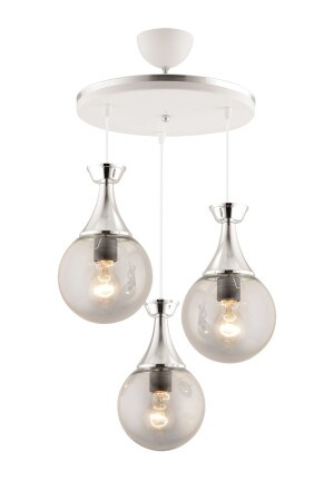 MNZ-Minnel 3 Piece Tray White Chrome Gilded Smoked Glass Glop Glass Lighting 3051 - KUZEY AYDINLATMA