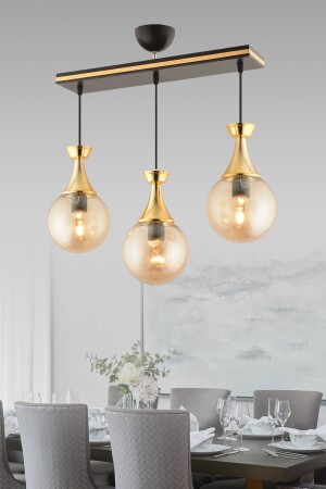 MNZ-Minnel 3-Light أسود إلى ذهبية زجاجية زجاجية غرفة المعيشة الإضاءة 3055 - KUZEY AYDINLATMA