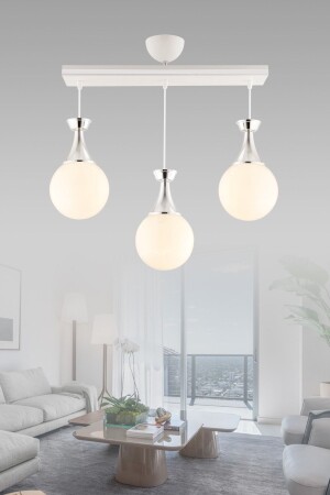 MNZ-Minnel 3-Plus زرقاء زرقاء الكروم زجاجية زجاجية غرفة المعيشة شمعة 3052 - KUZEY AYDINLATMA