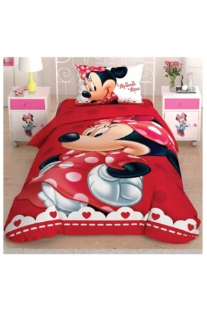 MNZ-Minnie Lovely Glitter Sheet مرخصة معطلة واحدة غطاء غطاء مجموعة 160243956 - Taç