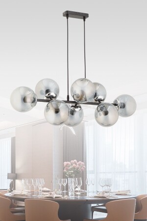 MNZ-Miran 8 Li عصرية الأسود المدخن زجاجي غرف المعيشة-المطبخ شمعة MIRAN 8 LI - ESSLİGHT