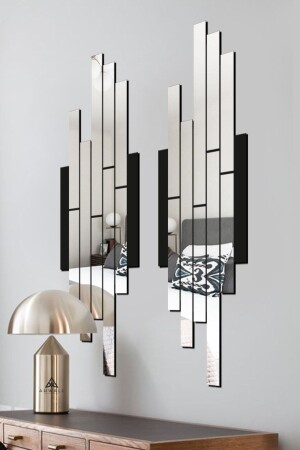 طاولة غير متساوية من الزجاج المضخم المضخم من المرايا MNZ-MIRRED على MDF Set من الفضة السوداء من اثنين AW92101 - AHWALL WOODWORKING