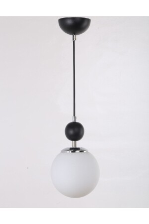 MNZ-Misket Black Chrome Plated White Glass Chandelier (مصباح زجاج أبيض مزدوج بالكروم) - Mş Aydınlatma