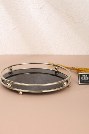 منظمة الصفحة الفضية من MNZ-Misket Coffee Side Serving Presentation Gift Decoration Organizer Shiny Black MSKTGMS - mba decor metal bending art