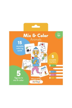 MNZ-Mix & Color: الحيوانات - مخلوطات وحيوانات اللون اللغز 15 بطاقة اللغز الملونة - moritoys