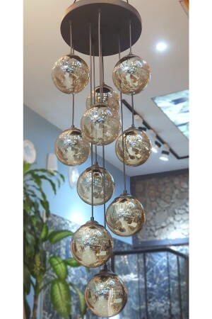 MNZ-Modern 10 Glass Globe Pendant Lamp قمرة كافكاس 121 - TREND