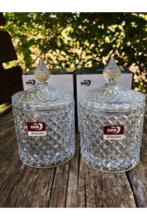 MNZ-Modern فخمة ومقلية قطع زجاجي كأس السكر مع قطع الغطاء 2 قطع حجم 300 مل حجم كبير - Diba Avm