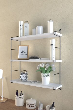 MNZ-Modern حجم كبير 3 طبقات رف الحائط أبيض EVA-METAL45758656 - EVA METAL TASARIM