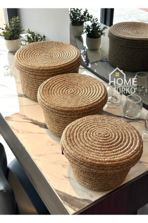 MNZ-Modern، جوت، ويكر، سلة مجموعة، سلة 3 قطع، النسجة يدويا، سلة المطبخ، المنظم، المنظم المنزليةتركي-سيبت - HomeTurko