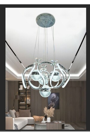 MNZ-Modern عن بعد التحكم في 3 ألوان غرفة المعيشة مصباح معلق LED شمعة، الفضة نيكل ملصق LED شمعة مع كرة فراشة LED شمعة - DEKORLİVE