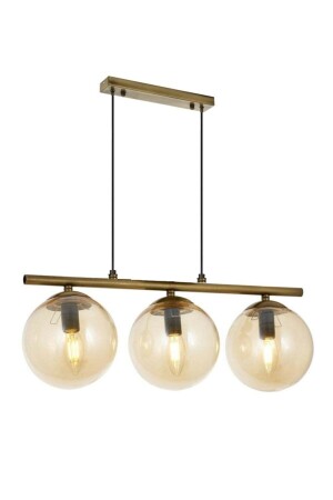 MNZ-Modern Bal Globe Glass Row ثلاثي الذهب ضوء معلق شمعة LMBDR0091-GOLDBAL - Lambadar