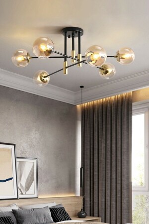 MNZ-Modern Bal Glop Glass Cross Model ست قطع من الشنابل السوداء - Lambadar