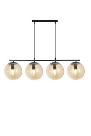 MNZ-Modern Bal Glop Glass أربعة صفات مصباح معلق أسود شمعة LMBDR0091-BLKBAL - Lambadar