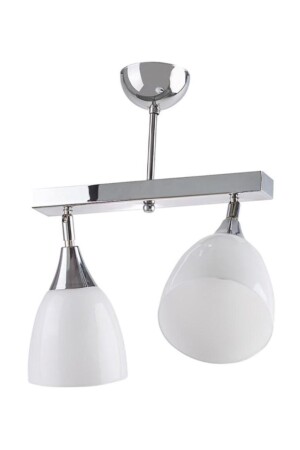 MNZ-Modern Chrome مضاعفة صفين أوبال الزجاجية مصباح معلق شمعة مع 2xe27 حامل مصباح RİO000114 - RİOLİGHT