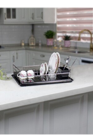 MNZ-Modern Chrome Dish Rack Rack Plate Rack مع مسطح كريستال سلة سلة الأطباق منظمة المطبخ HMY-TB01K - HIMYHOME