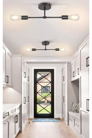 MNZ-Modern Cotto Zero to Ceiling ذراعين شمعة Matte Black E27 حامل مصباح burenze097 - burenze