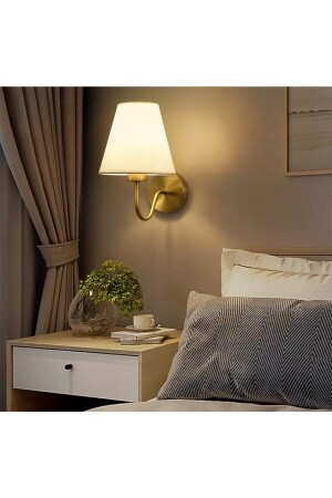 MNZ-Modern Design Wall Sconce Gold Body Cream Lampshade يعمل كهربائيًا - Burenze