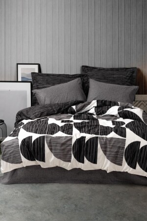 MNZ-Modern Double Duvet Cover Set نيكو أنثراكيت 1733p - Cotton Box