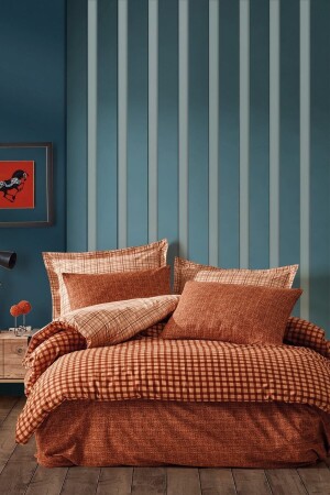 MNZ-Modern Double Duvet Cover Set رين براون 8680108053065 - Cotton Box