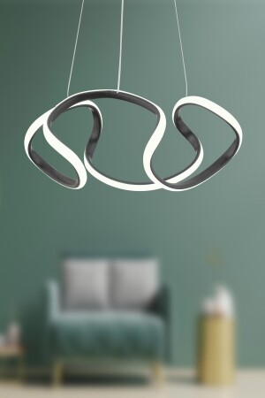 MNZ-Modern Enzo Black مصباح معلق جديد LED شمعة 35 سم ENZO03 - Dekorluna