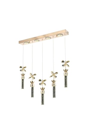 MNZ-Modern Five Row Pendant Lamp Power LED شمعة الفراشة الكريستال الحجر الزجاج الذهبية الصفراء LED شمعة الحرق - burenze