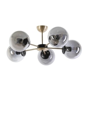 MNZ-Modern Five-piece Smoked Glop Glass زرقاء أسود الذهبية الشمعة LMBDR00205 - Lambadar