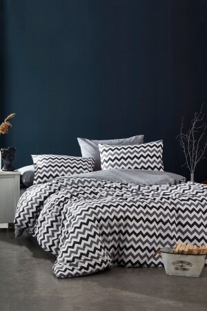 MNZ-Modern Gray 100% Cotton Double Duvet Cover Set 1045 - BONJARDİNHOME