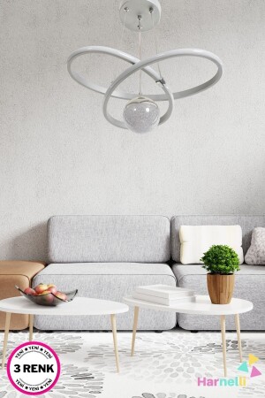 MNZ-Modern LED CANDELIER مع 3 ألوان إضاءة زجاج السكر - Harnelli