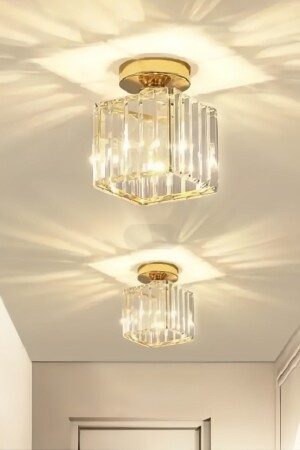 MNZ-Modern فخمة سقف سقف الشنابل الممر الصفراء مربع الكريستال الحجر الشنابل - Luna Lighting