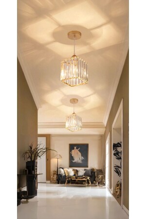 MNZ-Modern Luxury Pendant Lamp قمر الشنابل الصفراء مربع الكريستال الحجر القمر الشنابل LUNA-MSG-SQUARE-PENDANTLIGHT - Luna Lighting