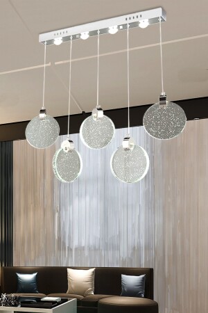 MNZ-Modern Pendant Lamp Power LED Chandelier Glass خمسة صفات كروم burenze745 - burenze