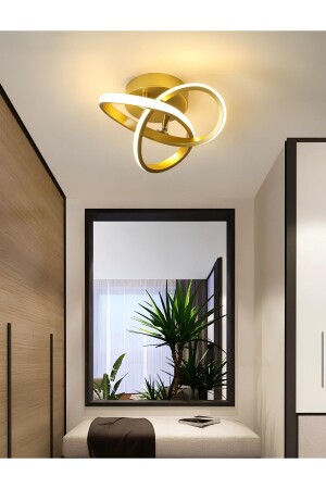 MNZ-Modern Plafonier Ceiling Boomerang Led Chandelier قديم الذهب ضوء النهار 4000K - Burenze