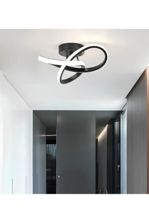 MNZ-Modern Plafonier Ceiling Boomerang Led Chandelier أسود - Burenze