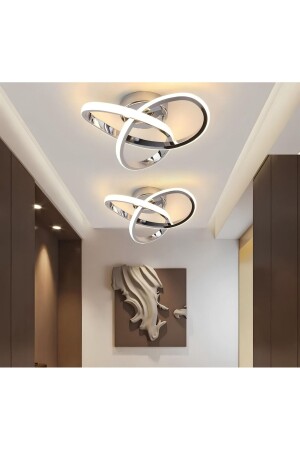 MNZ-Modern Plafonier Ceiling LED Chandelier Chrome 2 Piece Set سعر الشنابل LED - Burenze