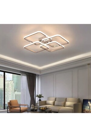 MNZ-Modern Plafonier Led Chandelier Chrome Square ضوء أبيض برنزين 979 - burenze