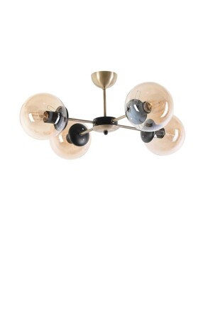 MNZ-Modern Quadruple Honey Glop Glass زجاج زرقاء أسود الذهبية الشمعة LMBDR00204 - Lambadar