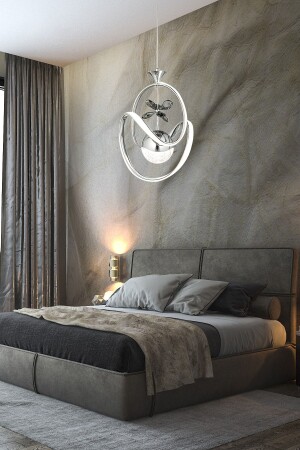 MNZ-Modern Single Pendant Lamp Power Led Chandelier Concept Product كروم الضوء الأبيض LED شمعة الوقود210 - burenze