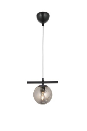 MNZ-Modern Smoked Globe Glass Row واحد لمبعة معلق أسود LMBDR0091-BLKFÜME - Lambadar