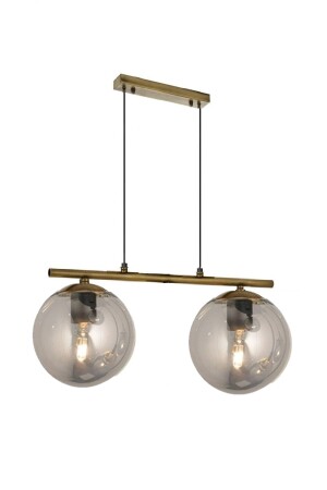 MNZ-Modern Smoked Globe Glass Row مضاعفة الذهبية مصباح معلق الشمعة LMBDR0091-GOLDFÜME - Lambadar