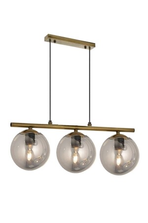 MNZ-Modern Smoked Globe Glass Row ثلاثي الذهب ضوء معلق شمعة LMBDR0091-GOLDFÜME - Lambadar