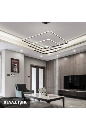 MNZ-Modern Square Case Black White Light Led Chandelier غرفة المعيشة-القاعة - Home