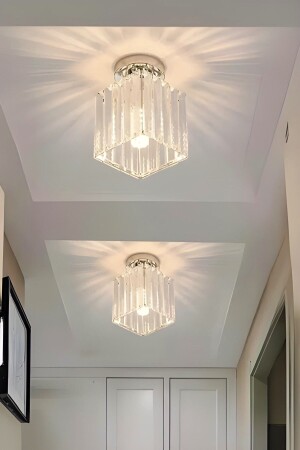 MNZ-Modern فخمة سقف سقف شمعير مدخل الممر مربع كروم شمعير حجر الكريستال - Ultra Home