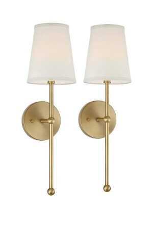 MNZ-Modern Wall Sconce 2 Pieces Wired Electrically Operated Cream Lampshade قديم الذهب الأصفر Burenze07001 - burenze