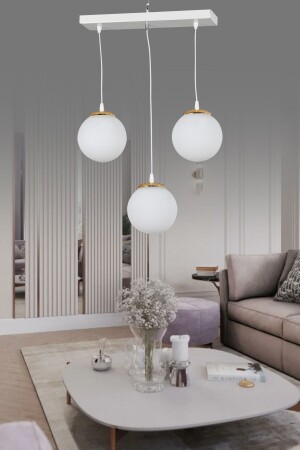 MNZ-Modern White 3 Row Pendant Lamp White Globe Glass فخمة الشنابل SEF143 - ŞL Şef Light
