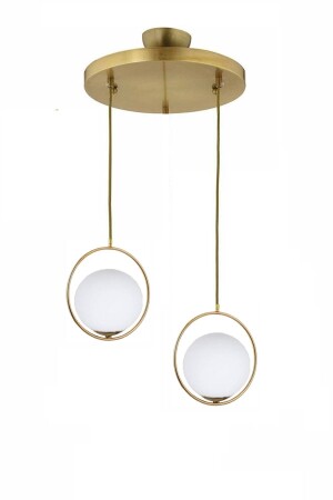 MNZ-Modern White Globe Glass Circle Model مضاعفة الذهبية مصباح العلق الشنديلي LMBDR00402 - Lambadar